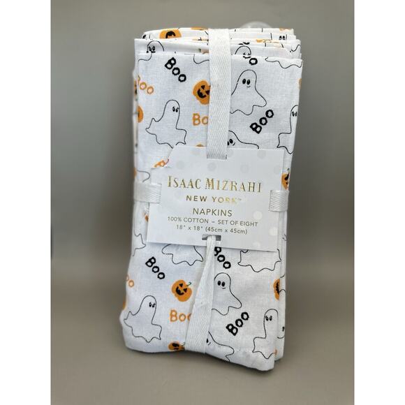 NWT Issac Mizrahi New York Set of 8 Ghost Cotton Napkins 18 x 18 - Picture 1 of 3